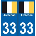 33 Arcachon drapeau  ville sticker autocollant plaque