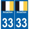 33 Arcachon drapeau  ville sticker autocollant plaque