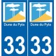 33 Dune du Pyla sticker autocollant plaque
