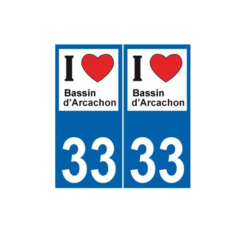 33 Bassin d'Arcachon i love blason autocollant plaque stickers ville