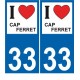 33 Cap Ferret  i love blason autocollant plaque stickers ville