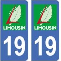 19  Limousin Corrèze autocollant plaque sticker auto