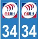34 ASBH Bézier rugby autocollant plaque