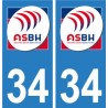 34 ASBH Bézier rugby autocollant plaque