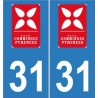 31 comminges Pyrénées autocollant plaque sticker