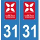 31 comminges Pyrénées autocollant plaque sticker