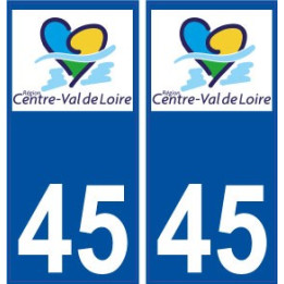 45 Loiret Centre Val de Loire nouveau logo autocollant plaque sticker