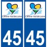 45 Loiret Centre Val de Loire nouveau logo autocollant plaque sticker