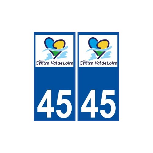 45 Loiret Centre Val de Loire nouveau logo autocollant plaque sticker