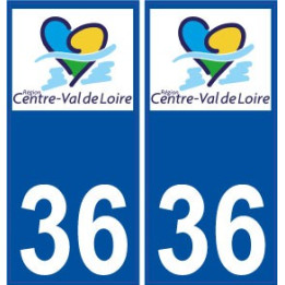 36 Indre autocollant plaque immatriculation sticker nouveau logo région Centre Val de Loire