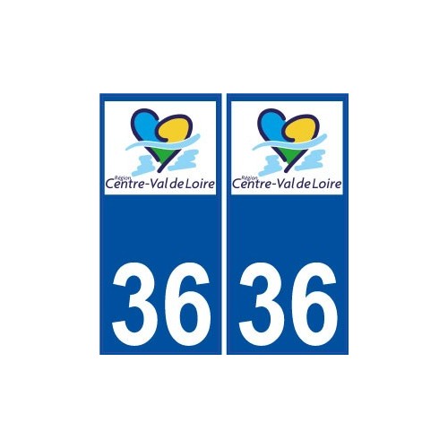36 Indre autocollant plaque immatriculation sticker nouveau logo région Centre Val de Loire