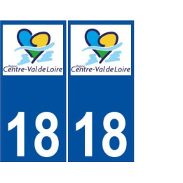 18 Cher autocollant plaque immatriculation sticker région Centre Val de Loire nouveau logo