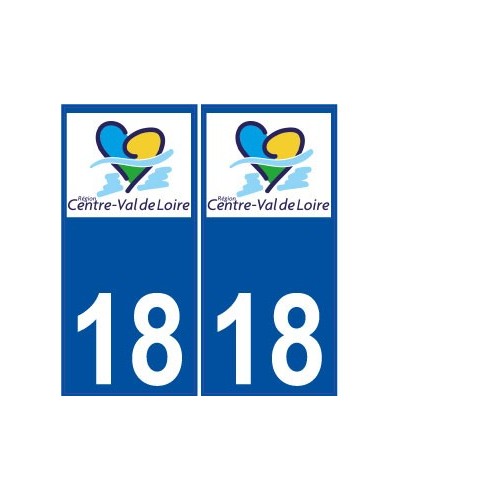 18 Cher autocollant plaque immatriculation sticker région Centre Val de Loire nouveau logo