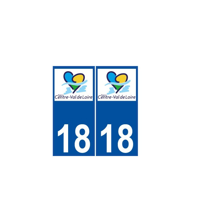 18 Cher autocollant plaque immatriculation sticker région Centre Val de Loire nouveau logo