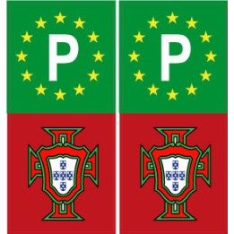 Portugal FPF F autocollant sticker plaque rouge vert europe P