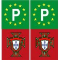 Portugal FPF F autocollant sticker plaque rouge vert europe P
