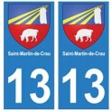 13 de Saint-Martin-de-Crau de la ciudad de la etiqueta engomada de la placa