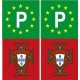 Portugal FPF F autocollant sticker plaque rouge vert europe P