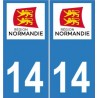 14 Calvados autocollant plaque Normandie sticker nouveau logo immatriculation