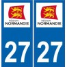 27 Eure autocollant plaque Normandie Sticker immatriculation nouveau logo