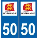 50 manche autocollant plaque sticker Normandie immatriculation nouveau logo