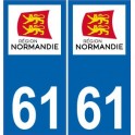 61 Orne autocollant plaque Normandie sticker immatriculation nouveau logo