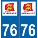 76 Seine Maritime autocollant plaque immatriculation Normandie nouveau logo sticker