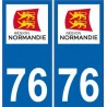 76 Seine Maritime autocollant plaque immatriculation Normandie nouveau logo sticker