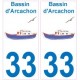 33 Bacino di Arcachon logo barca adesivo adesivo piastra sfondo bianco