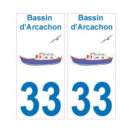 33 Bassin d'Arcachon logo bateau sticker autocollant plaque fond blanc