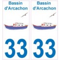 33 Arcachon Basin logo boat sticker sticker plate white background