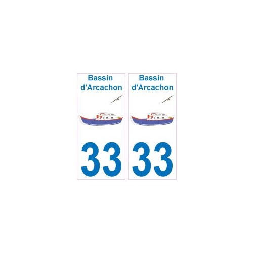 33 Bassin d'Arcachon logo bateau sticker autocollant plaque fond blanc