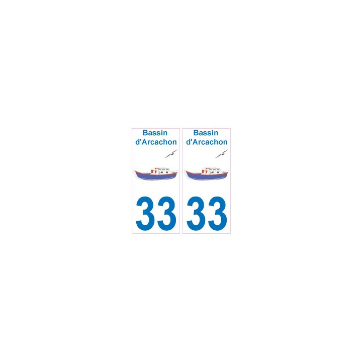 33 Bassin d'Arcachon logo bateau sticker autocollant plaque fond blanc