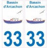 33 Bassin d'Arcachon logo bateau sticker autocollant plaque fond blanc