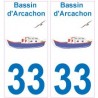 33 Bacino di Arcachon logo barca adesivo adesivo piastra sfondo bianco