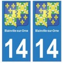 14 Blainville-sur-Orne ville autocollant plaque