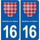 16 Mouthiers sur Boëme blason ville autocollant plaque sticker