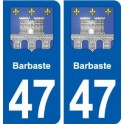 47 Barbaste blason autocollant plaque stickers ville