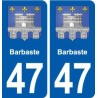 47 Barbaste blason autocollant plaque stickers ville