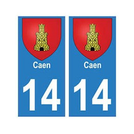 14 Caen ville autocollant plaque