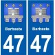 47 Barbaste blason autocollant plaque stickers ville