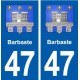 47 Barbaste blason autocollant plaque stickers ville