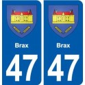 47 Brax blason autocollant plaque stickers ville