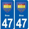 47 Brax blason autocollant plaque stickers ville
