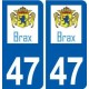 47 Brax logo autocollant plaque stickers ville