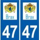 47 Brax logo autocollant plaque stickers ville