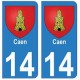 14 Caen ville autocollant plaque