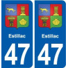 47 Estillac blason autocollant plaque stickers ville