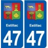 47 Estillac blason autocollant plaque stickers ville