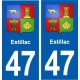 47 Estillac blason autocollant plaque stickers ville